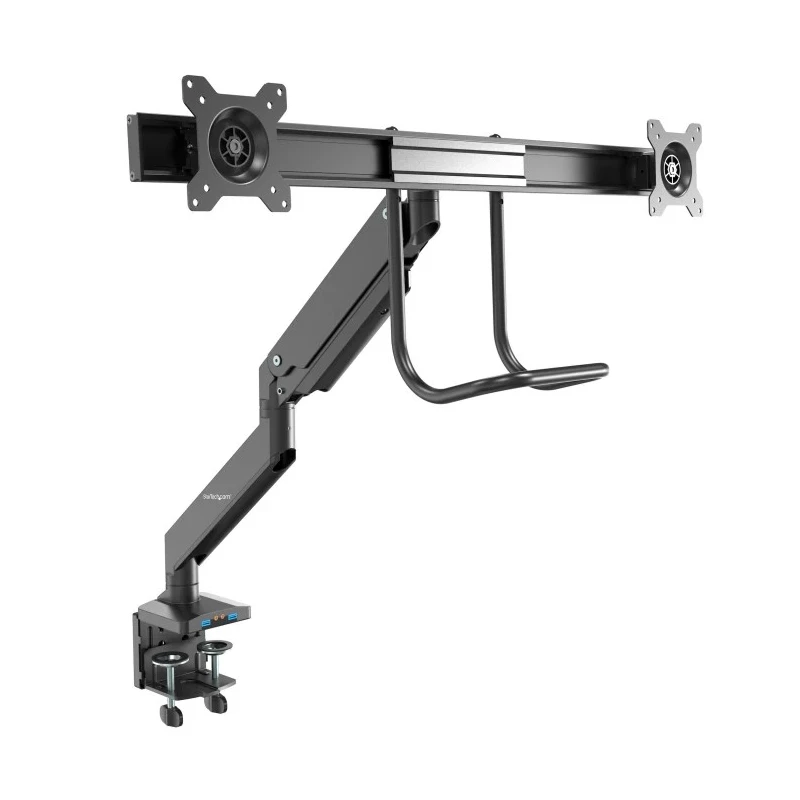 StarTech.com Desk Mount Black Monitor Arm, VESA 75x75/100x100, 8kg Load Capacity ARMSLIMDUAL2USB3