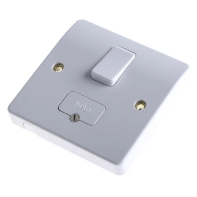 MK Electric Logic Plus 13A 1 Gang Switched Fused Spur White, Surface or Flush Mount, High Grade Thermoset, 250V AC K330 WHI