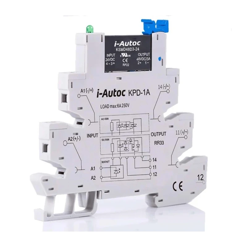 i-Autoc Solid State Interface Relay PCB Terminal DIN Rail Mount, KSMD48D4-12D