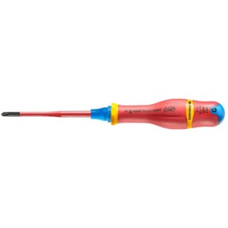 Facom Insulated Screwdriver PZ1 Tip, 100 mm Blade, Slim VDE/1000V Approved, Polymer Handle ATDB1X100TVE