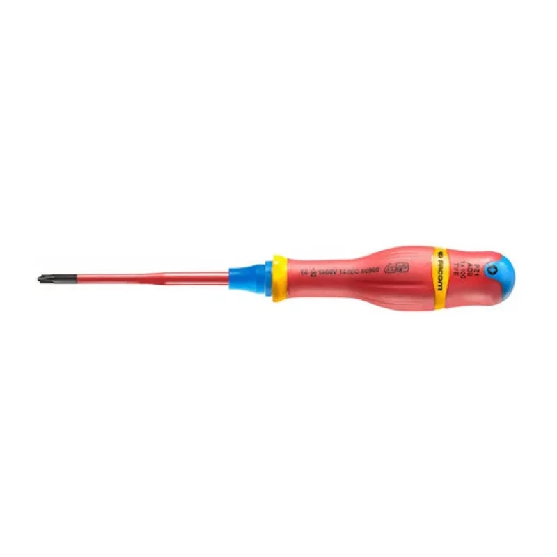 Facom Insulated Screwdriver PZ1 Tip, 100 mm Blade, Slim VDE/1000V Approved, Polymer Handle ATDB1X100TVE