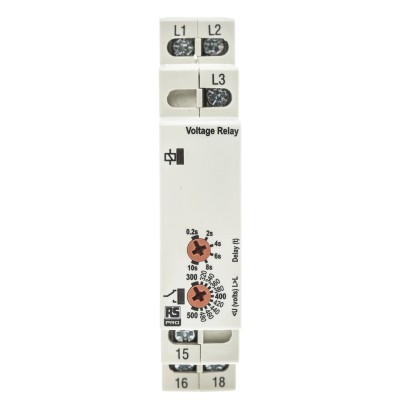 RS PRO Monitoring Relay 3 Phase 280/520 V AC Monitor Range SPDT DIN Rail 8A 102-6136