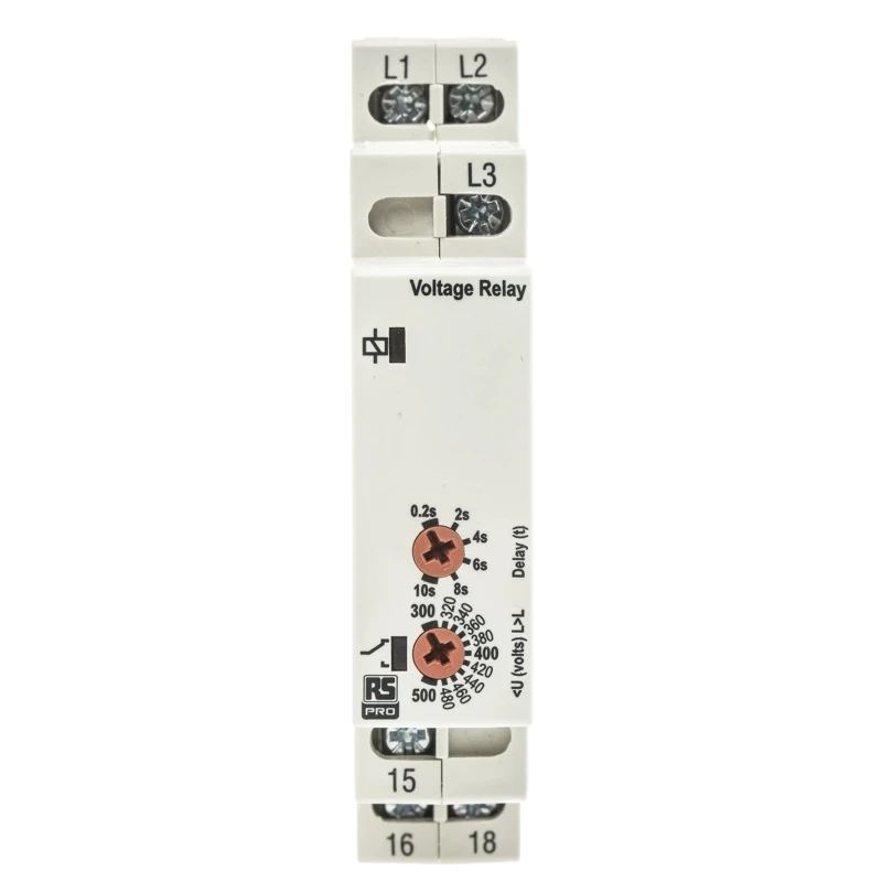 RS PRO Monitoring Relay 3 Phase 280/520 V AC Monitor Range SPDT DIN Rail 8A 102-6136