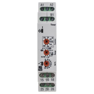 Broyce Control LMMT Series DIN Rail Timer Relay, 2-Contact, DPDT, Multifunction, 230V DC/230V AC/24V AC, 0.1 s to 102-6123