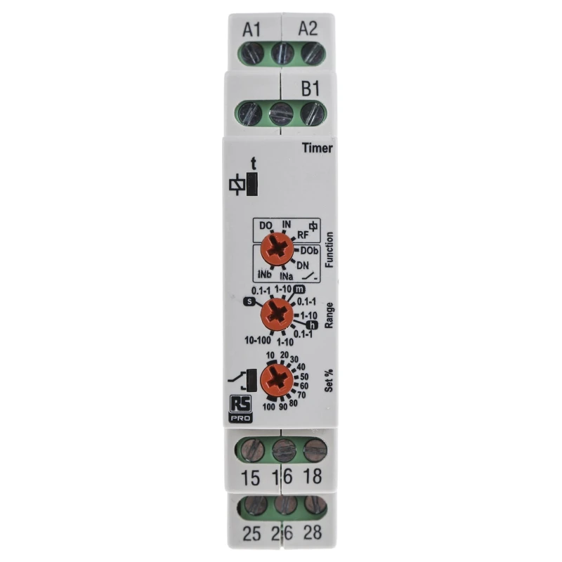 Broyce Control LMMT Series DIN Rail Timer Relay, 2-Contact, DPDT, Multifunction, 230V DC/230V AC/24V AC, 0.1 s to 102-6123