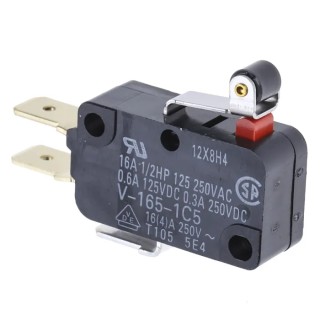 Omron Short Roller Lever Micro Switch, Tab Terminal, 16A 250V AC SPDT IP40 V-165-1C5