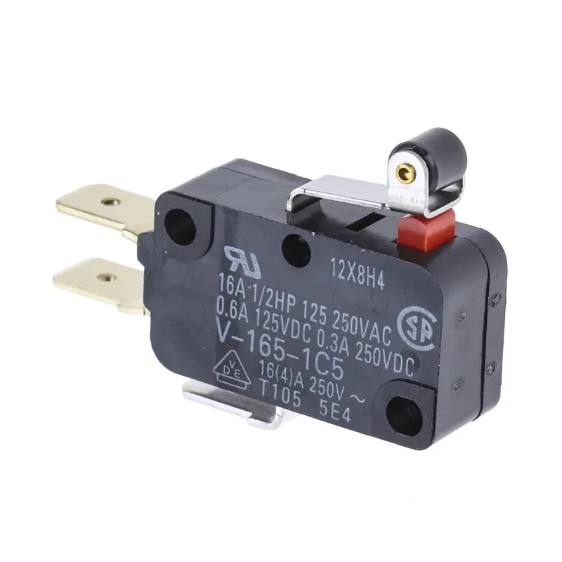 Omron Short Roller Lever Micro Switch, Tab Terminal, 16A 250V AC SPDT IP40 V-165-1C5