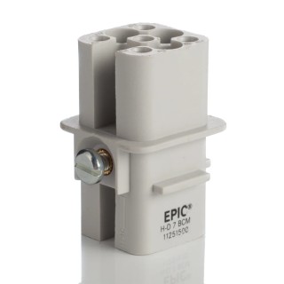 EPIC Heavy Duty Power Connector Insert, HD Series, Panel Mount, 10A, Female, 7 Contacts, Silver-Plated Copper 11250515