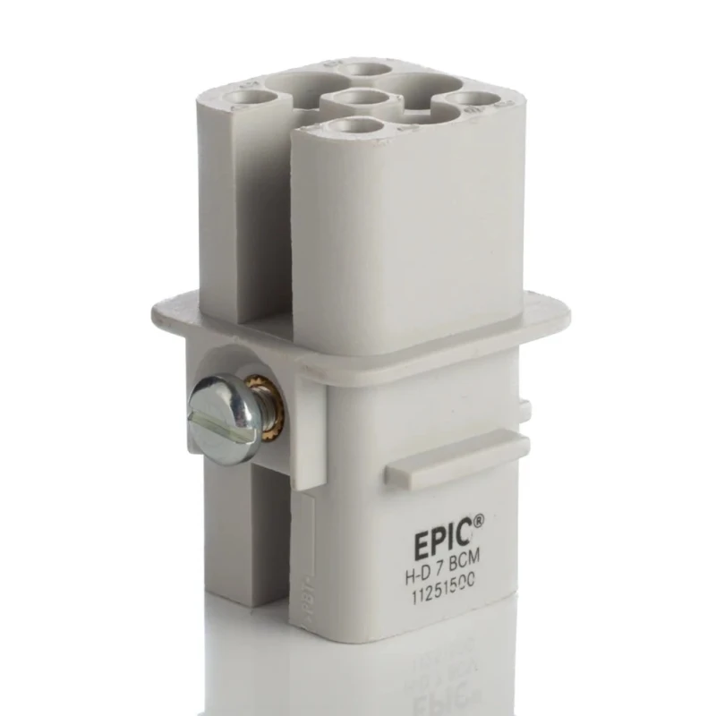 EPIC Heavy Duty Power Connector Insert, HD Series, Panel Mount, 10A, Female, 7 Contacts, Silver-Plated Copper 11250515