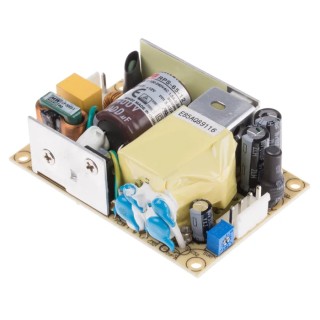 MEAN WELL Switching Power Supply, 12V DC, 5.42A, 65W, PCB Mount, 80–264V AC Input, High Efficiency RPS-65-12