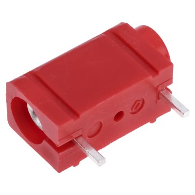 RS PRO Red Female Test Socket 4 mm Plug-In Termination 50V 10A Silver-Plated Brass 103-6511