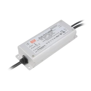 MEAN WELL 1 Output LED Driver 54V DC, 75W, Constant Current, IP67, Wire Terminal, 