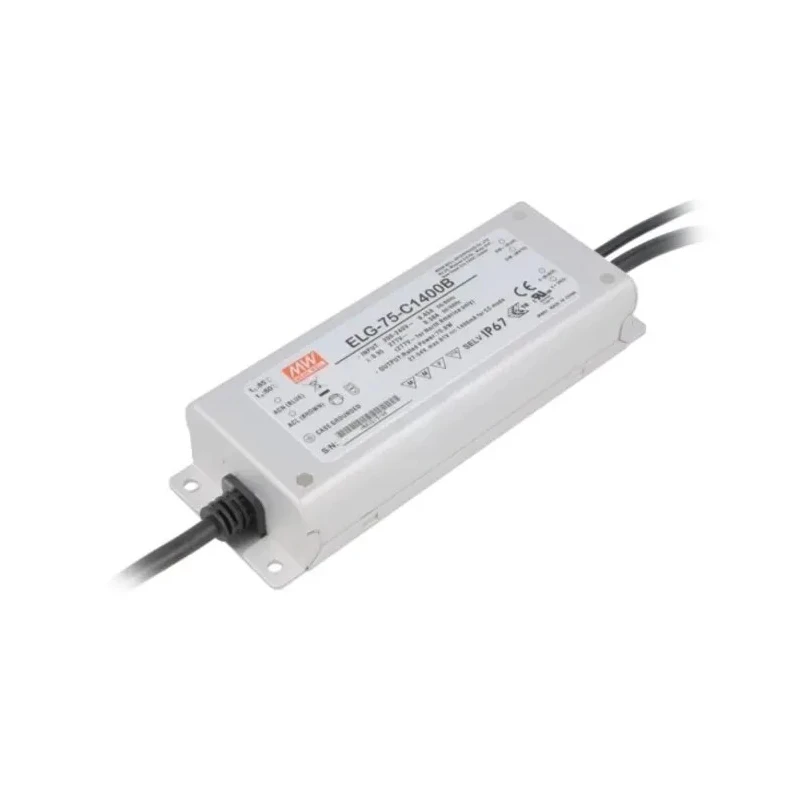 MEAN WELL 1 Output LED Driver 54V DC, 75W, Constant Current, IP67, Wire Terminal, 