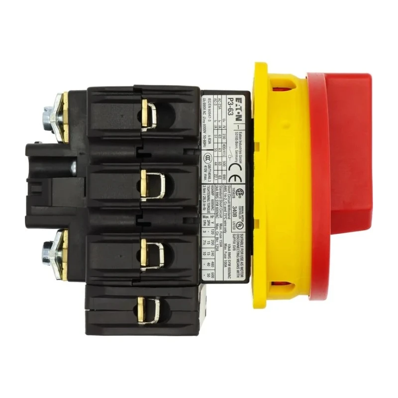 Eaton 3-Pole Flush Isolator Switch, IP65, 640A, 30 kW, Red Handle, P3-63 Series, Model 