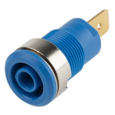 Staubli Blue Female Banana Socket 4 mm, Tab Termination, 1000V 32A Gold Plated 23.3060-23