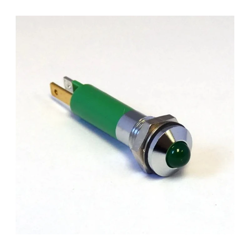 CML Innovative Technologies LED Prominent Panel Mount Indicator, Green, 24V AC, 8 mm, IP67, Tab Terminal 19040361