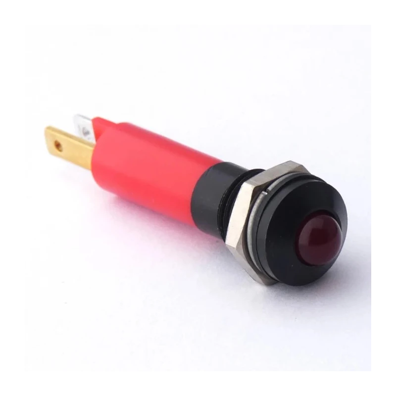 CML Innovative Technologies LED Prominent Panel Indicator, Red, 8 mm Mount Hole, Tab Terminal, IP67, 12V 19041253