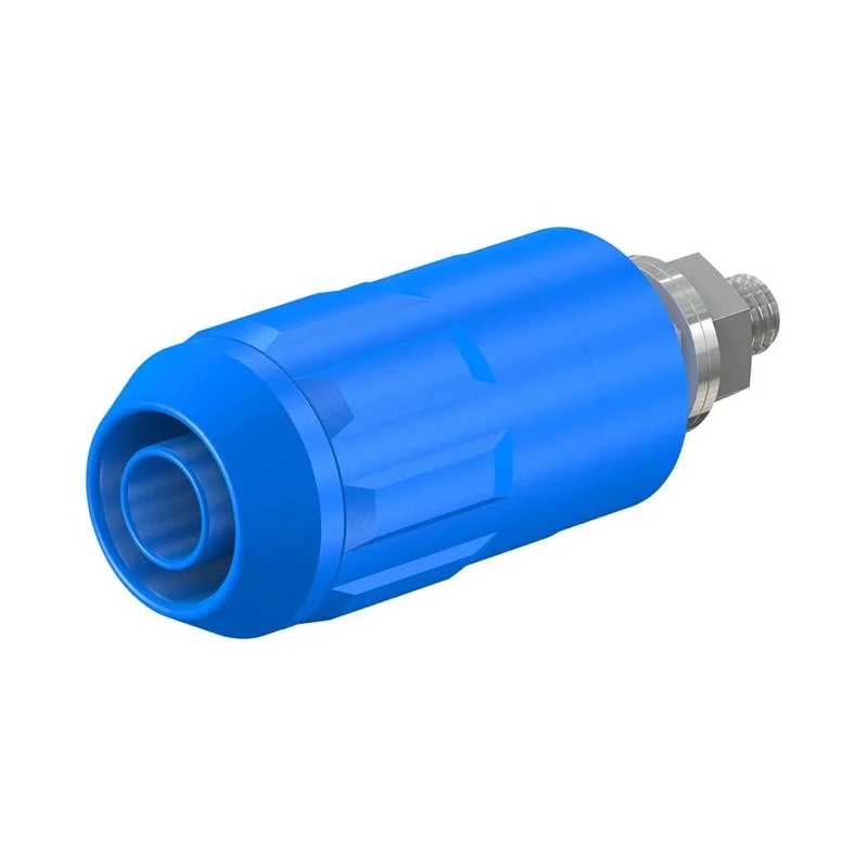 Staubli Blue Female Banana Socket, 4 mm, Bolt Termination, 1000V/600V, 20A, Nickel Plating 66.9684-23