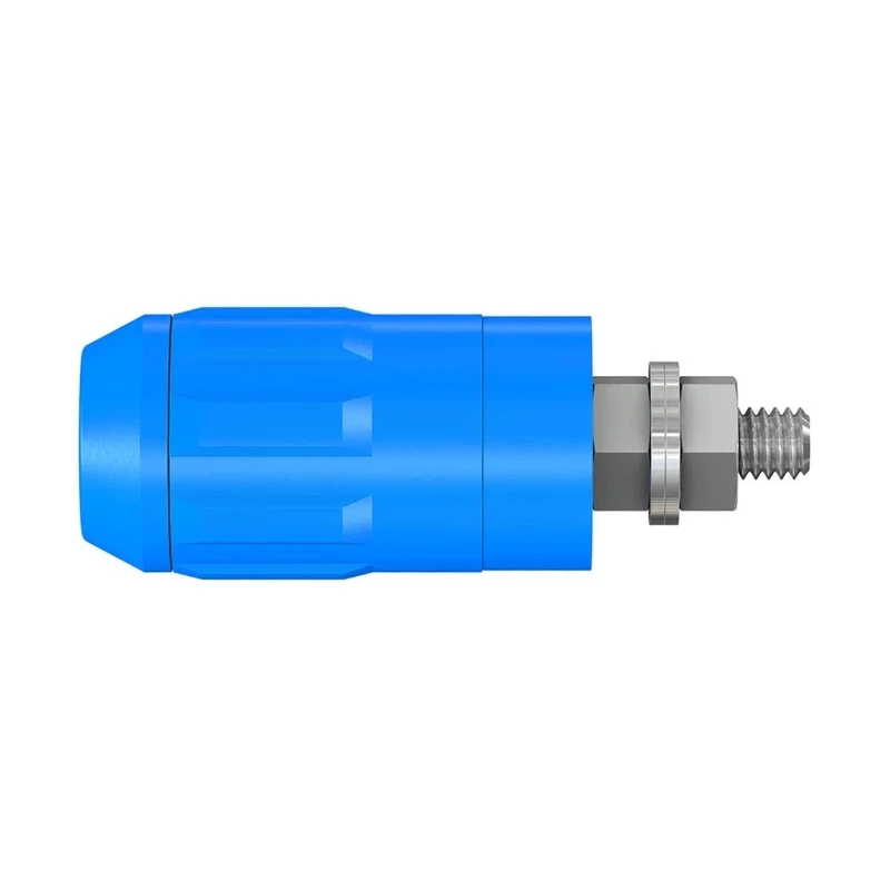 Staubli Blue Female Banana Socket, 4 mm, Bolt Termination, 1000V/600V, 20A, Nickel Plating 66.9684-23