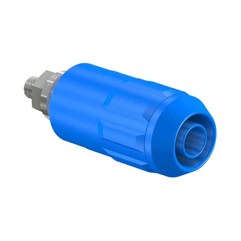 Staubli Blue Female Banana Socket, 4 mm, Bolt Termination, 1000V/600V, 20A, Nickel Plating 66.9684-23