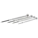 CK Slotted Precision Screwdriver Set 4-Piece Nickel-Plated Brass, Black Hardened Blades T4852P