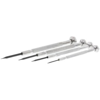 CK Slotted Precision Screwdriver Set 4-Piece Nickel-Plated Brass, Black Hardened Blades T4852P