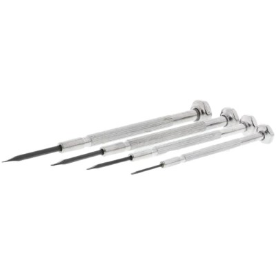 CK Slotted Precision Screwdriver Set 4-Piece Nickel-Plated Brass, Black Hardened Blades T4852P