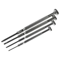 CK Slotted Precision Screwdriver Set 4-Piece Nickel-Plated Brass, Black Hardened Blades T4852P