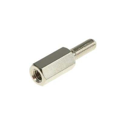 Essentra M3 Brass Standoff Male/Female, 10 mm Body, 8 mm Stud, Hex, Nickel Finish 304310040050