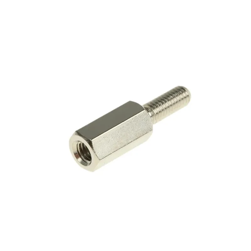 Essentra M3 Brass Standoff Male/Female, 10 mm Body, 8 mm Stud, Hex, Nickel Finish 304310040050