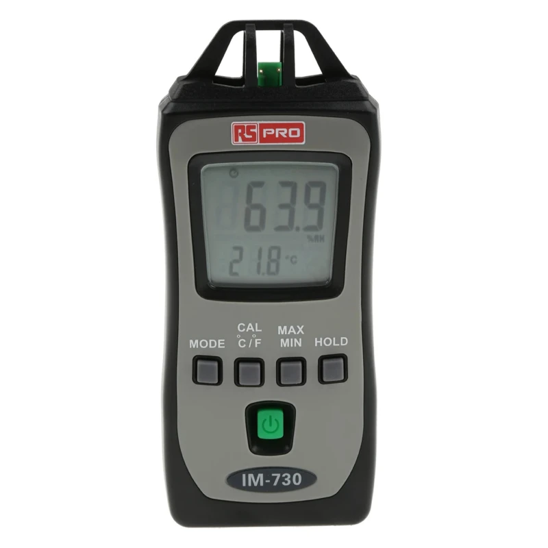 RS PRO Digital Hygrometer, IM-730, -20 to 50°C, ±1°C Temperature Accuracy, ±5% RH, 99%RH Max, 2 x AAA Battery, 106-5306