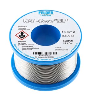 Felder Lottechnik Lead Solder Wire 1 mm, 183°C Melting Point, 500g, 40% Lead 60% Tin Rosin Flux 20.601.03037