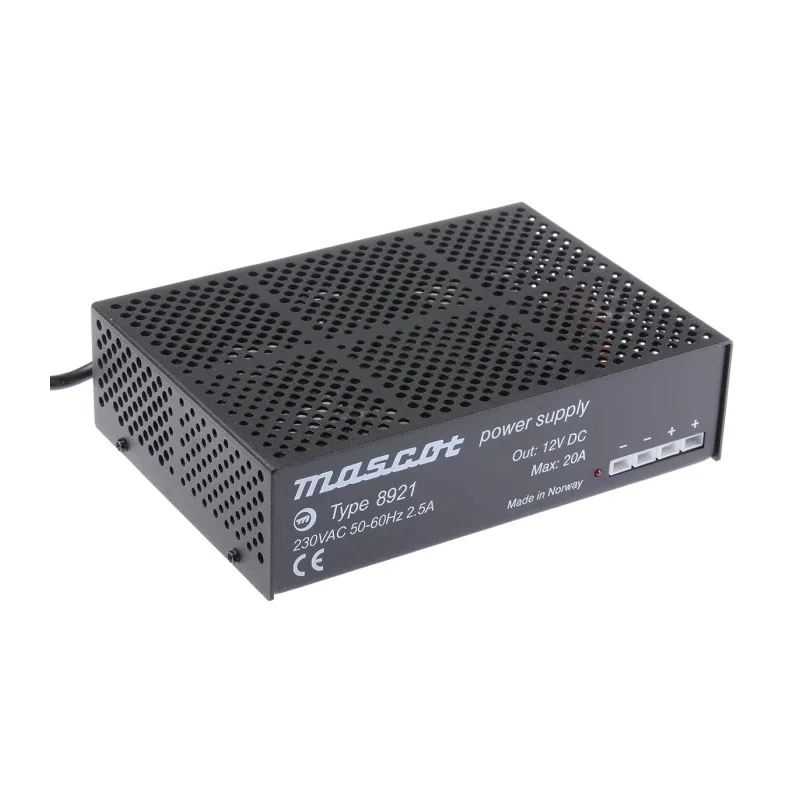 Mascot 6.3 mm Push-on Terminal AC/DC Adapter 3-Pin UK Plug, 270 W, 12V DC Output, 20A, Model 8921000055