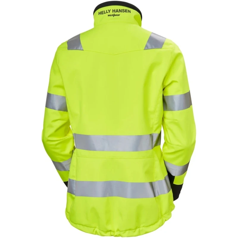 Helly Hansen Luna Hi Vis Softshell Jacket, XL, Black/Green/White/Yellow, Unisex, Waterproof, 74098_369-XL