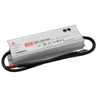 MEAN WELL Switching Power Supply, 24V DC, 187W, 1 Output, Chassis Mount, HEP-185-24A
