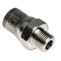 Legris 3800 Series Stainless Steel Pneumatic Male Stud Adaptor, Push-in Tube, 1/8 in R Thread, 8mm, 20 Bar, 110°C 3805 08 10