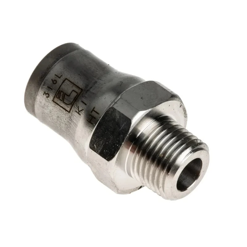 Legris 3800 Series Stainless Steel Pneumatic Male Stud Adaptor, Push-in Tube, 1/8 in R Thread, 8mm, 20 Bar, 110°C 3805 08 10