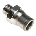 Legris 3800 Series Stainless Steel Pneumatic Male Stud Adaptor, Push-in Tube, 1/8 in R Thread, 8mm, 20 Bar, 110°C 3805 08 10
