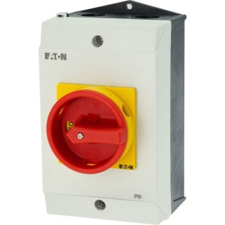 Eaton 3-Pole Surface Mount Isolator Switch, IP65, 190A, 11kW, Red/Yellow Handle, 