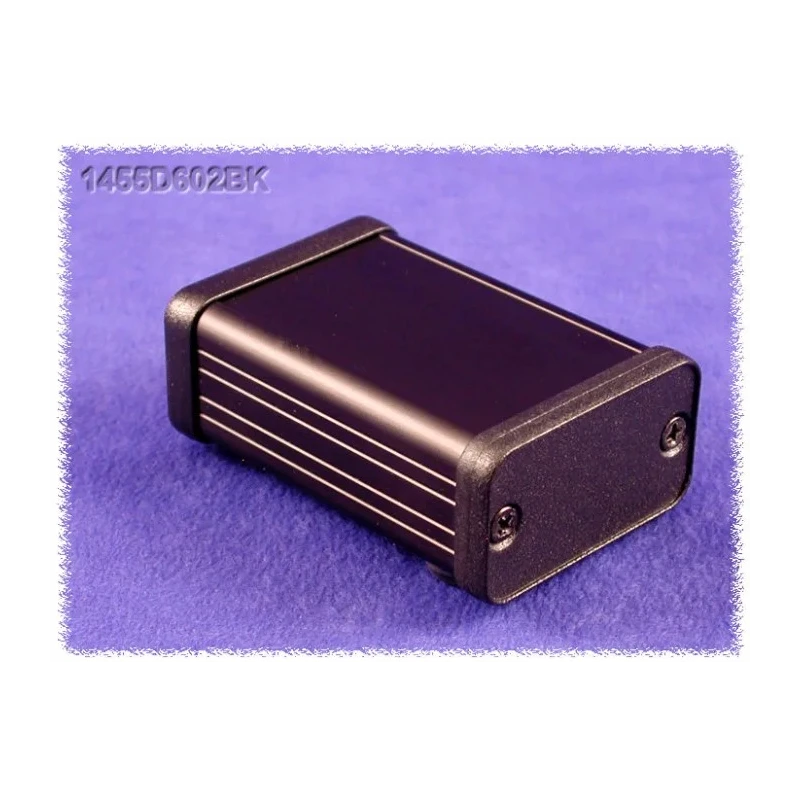 Hammond Extruded Aluminium Enclosure IP54, Clear Anodised & Black Lid, 25x60x45mm, 1455D602BK