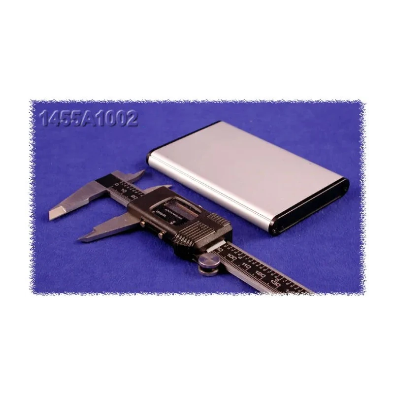 Hammond Extruded Aluminium Enclosure, IP54, Black/Blue/Clear Anodised/Red Lid, 12mm x 100mm x 70mm 1455A1002