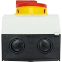 Eaton 3-Pole Surface Isolator Switch, 20A, 5.5kW, IP65, Surface Mount, Yellow/Red Handle, 
