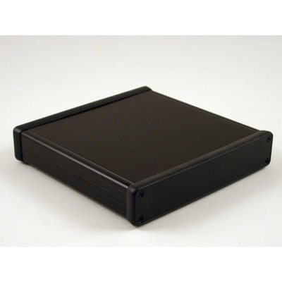 Hammond Extruded Aluminium Enclosure, Black Anodised, Clear Lid, IP54, 31 mm Height, 160 mm Length, 165 mm Width 1455R1602BK