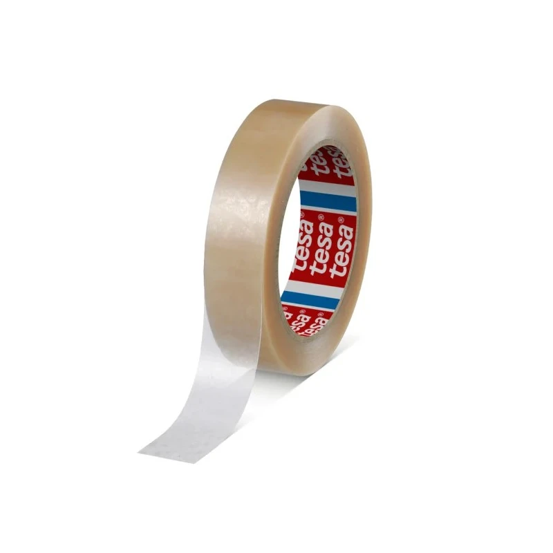 Tesa Transparent Packing Tape, Polyvinyl Chloride Backing, Natural Rubber Adhesive, 66m x 25mm, 67μm 04104-00018-00