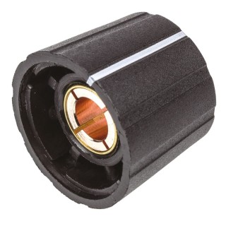 Sifam Black Potentiometer Knob, 21.5 mm Diameter, Nylon, Matt Finish, for 6 mm Circular Shaft S211 006BK