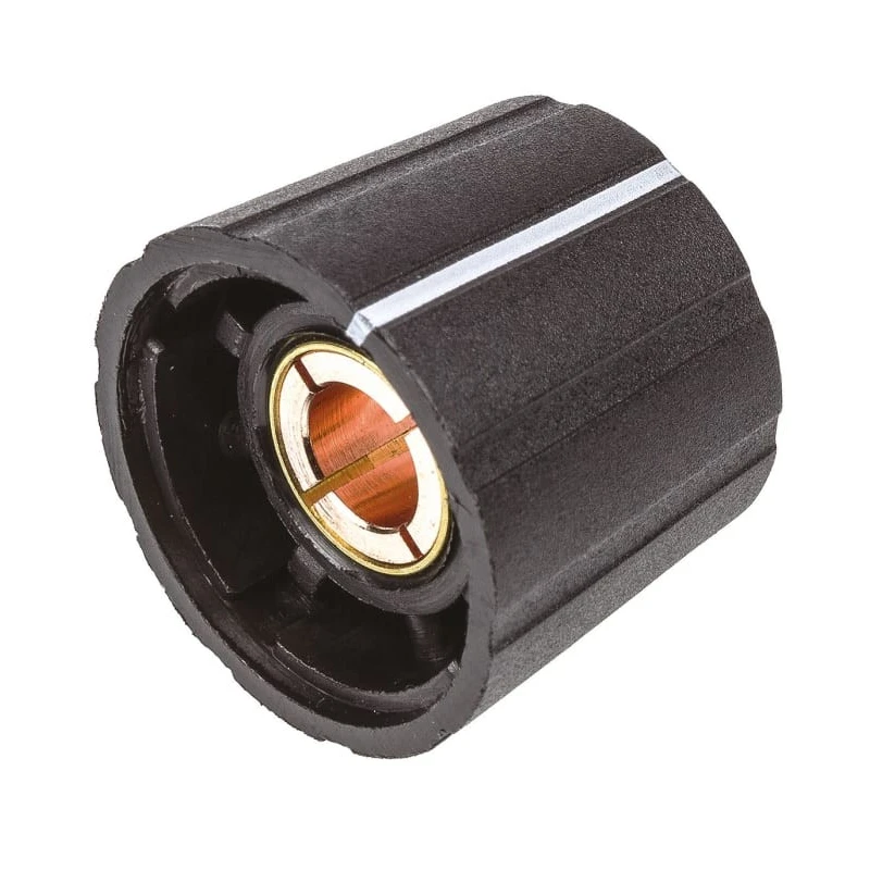 Sifam Black Potentiometer Knob, 21.5 mm Diameter, Nylon, Matt Finish, for 6 mm Circular Shaft S211 006BK