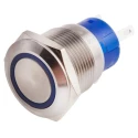 RS PRO Illuminated Push Button Switch, Latching Type, Panel Mount, 19.2 mm Cutout, SPDT, Blue LED, IP67, 12V 111-3776