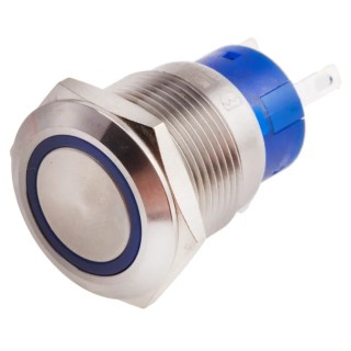 RS PRO Illuminated Push Button Switch, Latching Type, Panel Mount, 19.2 mm Cutout, SPDT, Blue LED, IP67, 12V 111-3776