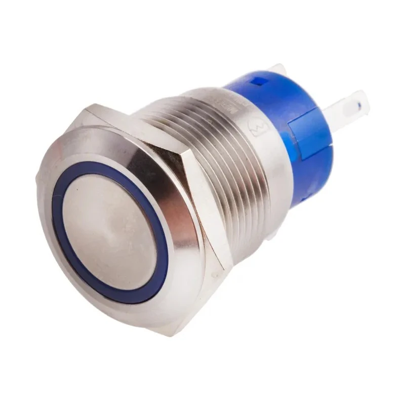 RS PRO Illuminated Push Button Switch, Latching Type, Panel Mount, 19.2 mm Cutout, SPDT, Blue LED, IP67, 12V 111-3776