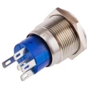 RS PRO Illuminated Push Button Switch, Latching Type, Panel Mount, 19.2 mm Cutout, SPDT, Blue LED, IP67, 12V 111-3776
